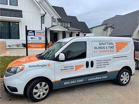 The service van of Shutters, Blinds & Tint of Tennessee.